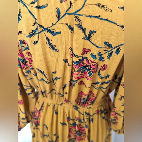 Knox Rose | Yellow Summer Floral Long Sleeves Dress - Size M - Picture 4 of 7